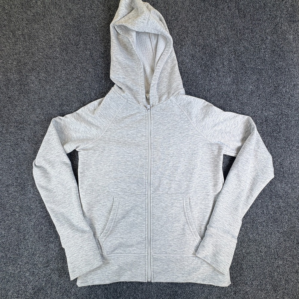 Yogalicious Brushed Terry Jacket Women Small Gray‎ Raglan Sleeve Hooded Full Zip